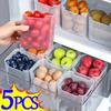 5PCS Refrigerator Storage Boxes Food Fresh Organizer Cold Storage Crisper Fruit Spice Food Container Boxes Home Kitchen Boxes