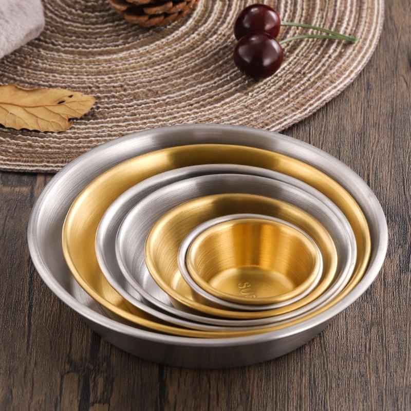 304 Stainless Steel Food Storage Tray Thickened Sauce Dipping Dish Snack Pan Kimchi Plate  Pot Seasoning Dish Kitchen Utensil