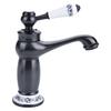 Floral Pattern Single Handle Mixer Tap Cold/Hot Water Faucet for Bathroom Basin Sink (Black)