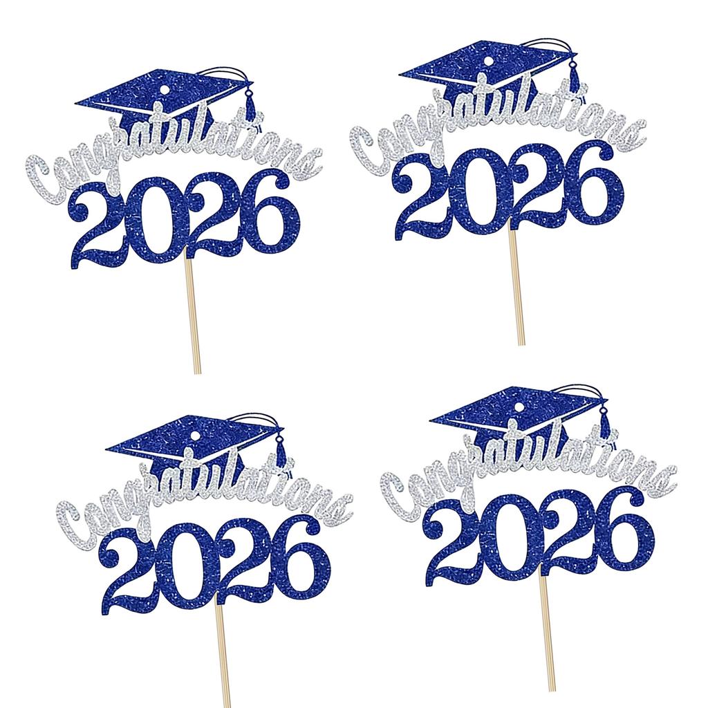 2026 Graduation Party Supplies 4PCS Cake Toppers With Paper Materials Design Paper Graduation Cake Inserts