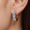 Luxury 3 Moissanite Hoop Earrings 925 Silver VVS D Color GRA Pass Diamond Tester Wedding Engagement Fine Jewelry for Women