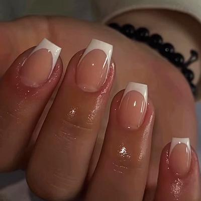 Einfache und Reine Französische Maniküre, Neue Kleine Kurze Ballett-Maniküre, Modische Mädchen Vielseitige Pendler-Maniküre, Abnehmbar