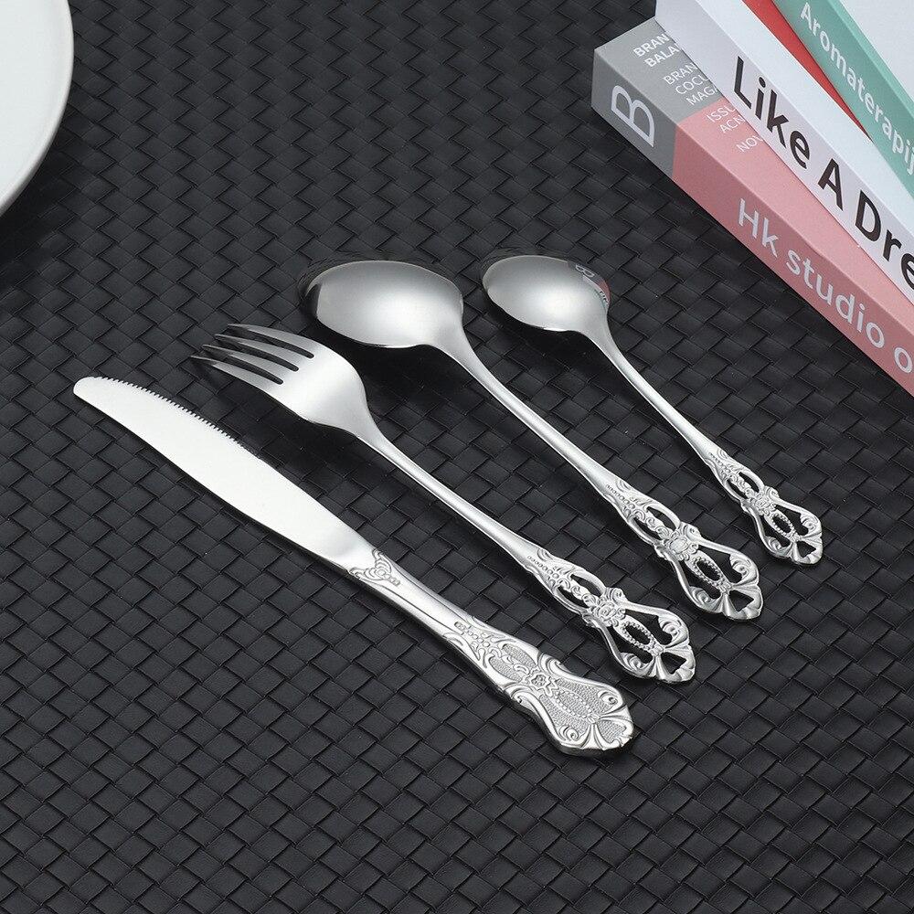 Royal Tableware Set Embossed Retro Stainless Steel Knife, Fork, Spoon Hotel Western Food Knife, Fork CST