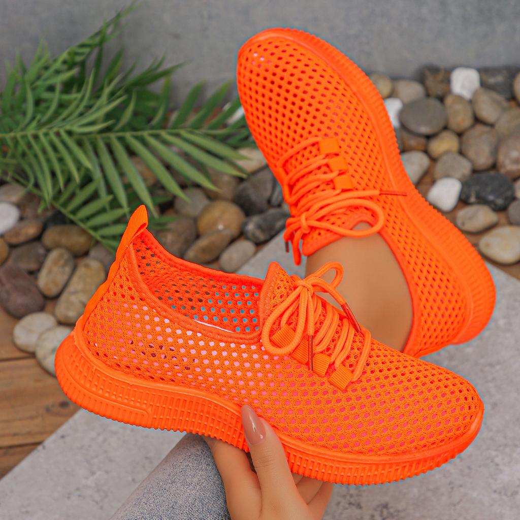 Damen Schnürschuhe aus Netzstoff, Freizeit, Atmungsaktiv, Mehrere Farben, Bequem, Tägliches Pendeln, Laufschuhe