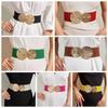 Double Circle Elastic Cummerbunds Alloy Metal Round Buckle Waist Corset Belts Stretch Waistband Korean Style Wide Belt Girl