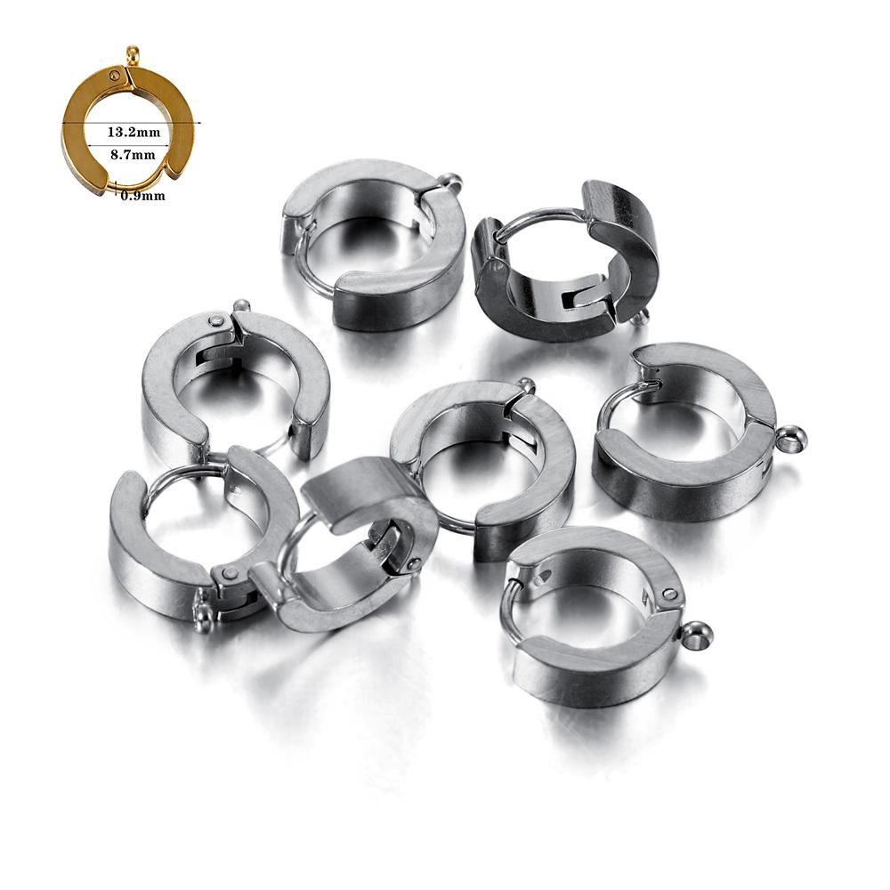 10pcs Stainless Steel Gold Huggie Earring Hooks With Loop Round Ear Post With Open Jump Ring For DIY Jewelry Making Supplies