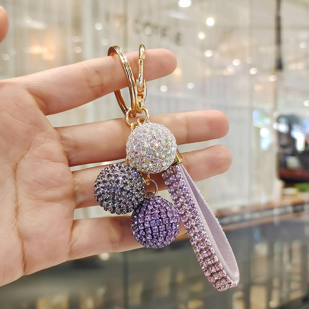 Pendentif Rond à Strass Colorés Personnalisé Tendance Orné de Strass Diamantés Accessoire Charme de Sac pour Couple Charme de Sac