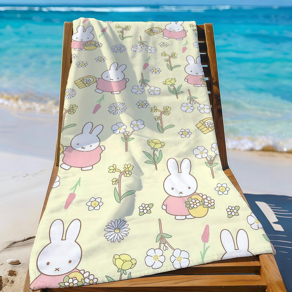 Cute M-Miffy-S Rabbit Kawaii Towel Sports Quick Dry Travel Camping Gear Sandproof Soft Light Large Beach Towel