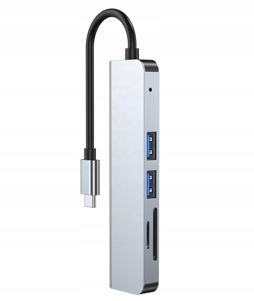 HUB USB-C 3xUSB 3.0 Adapter TF/SD Card Reader Plug and Play