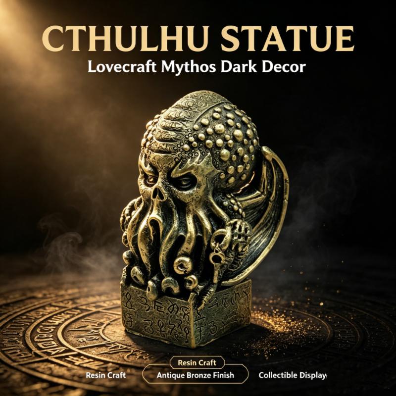 Curious Dark Cthulhu Sculpture, Winged Old God Octopus Model Study Shelf Atmosphere Decoration Collection Decoration