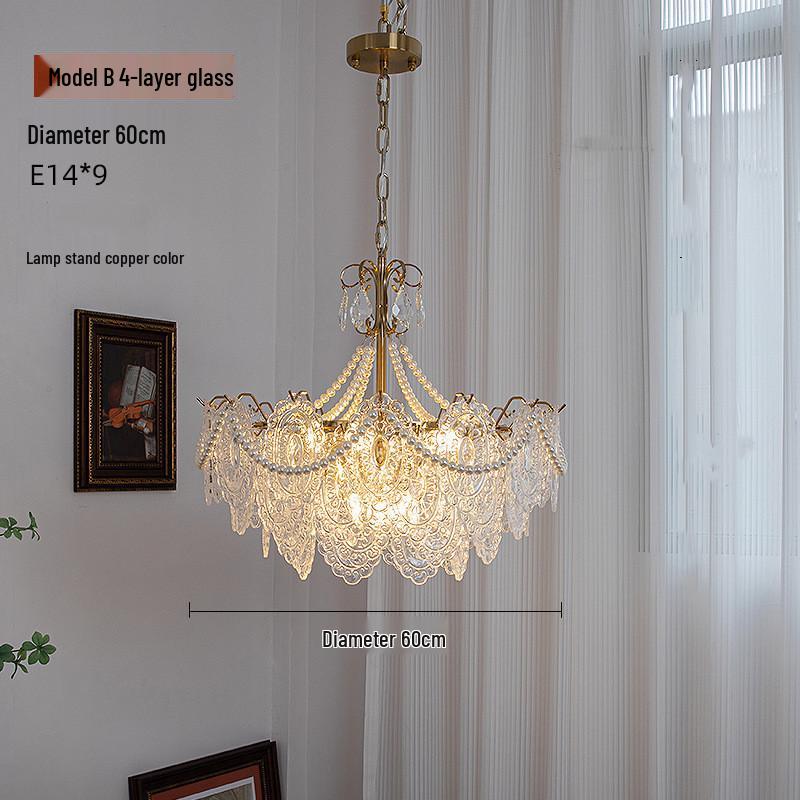Classic Retro French Glass Crystal Chandelier for Living Room, Restaurant, or Bedroom