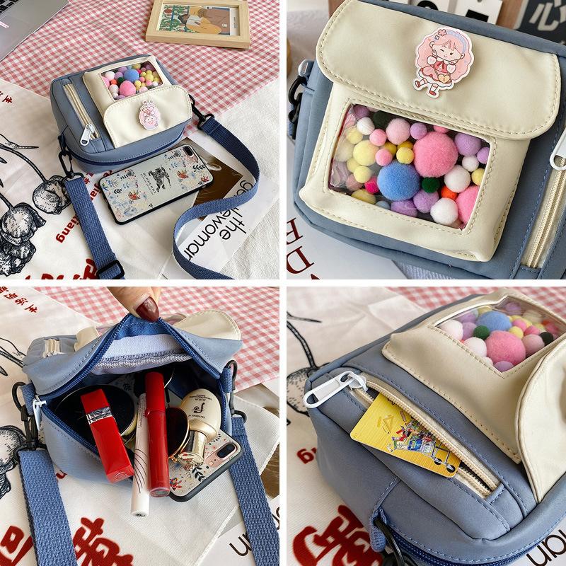 Mobile Phone Bag Canvas Women's Shoulder Messenger Bag College Student 2025 New Fashion Cute Small Bag