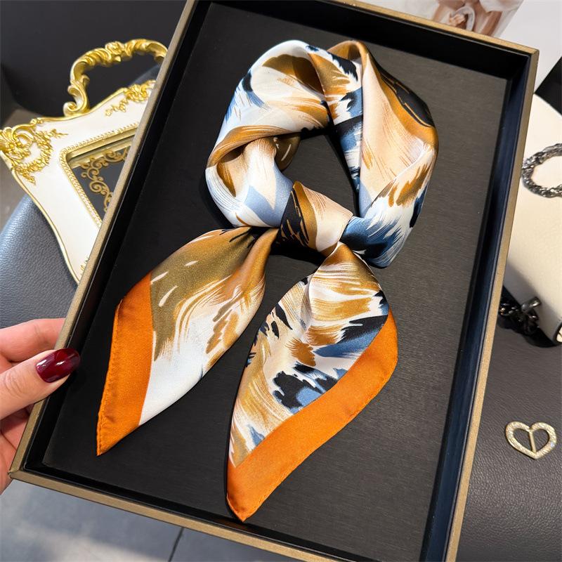 Luxury Silk Scarf 70*70Cm Square Print Women Shawl Headband Small Hair Scarves Female Neckerchief Hijab Wrap