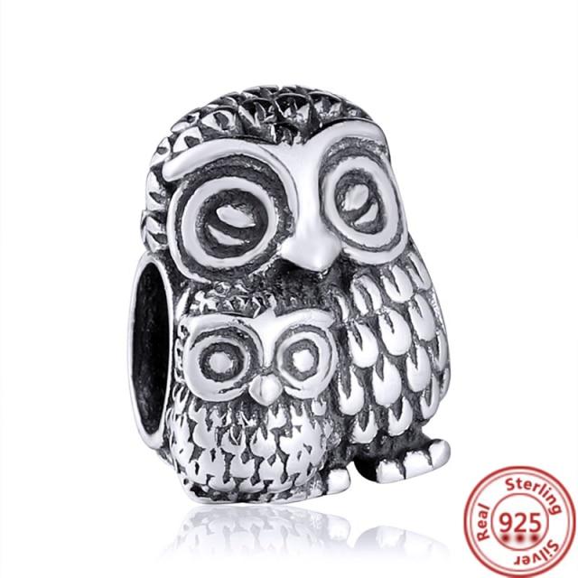 925 Sterling Silver Heart Circular Animal Beads Original  Charm Bracelet For Women DIY Fashion Silver 925 Jewelry Making