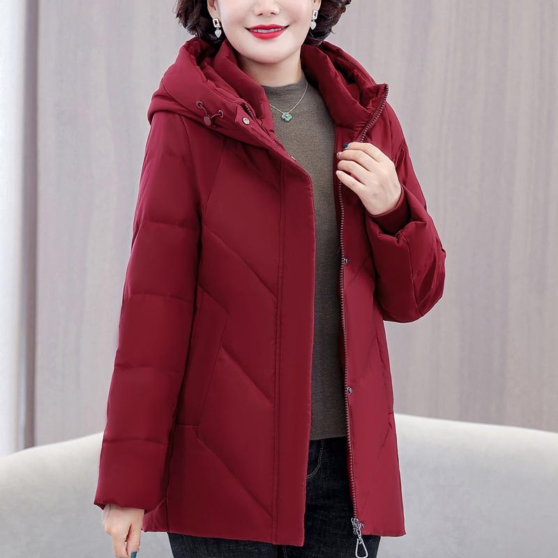 Middle Age Women's Down Coats Winter Vintage Parkas Hooded Plus Size Elegant Loose Thick Warm Down Jackets Woman Outerwears