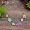 Color Round Irregular Alloy Necklace, Oil Drop Exaggerated Shape Women's Wire Necklace