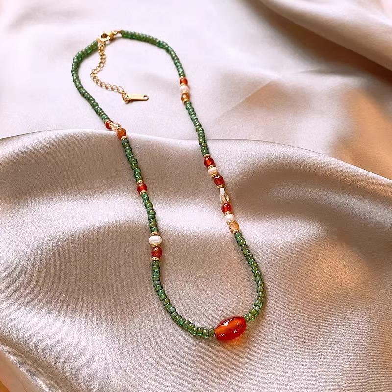 100% Natural Freshwater Pearl & Agate Stone 14K Gold Filled Ladies Beads Chain For Women Necklace Christmas Gifts