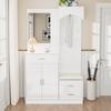 Modern, Compact Wardrobe, Wardrobe Cabinet and Shoe Cabinet Combination, Entrance Cabinet, Multifunctional Storage Shelf with Mirror