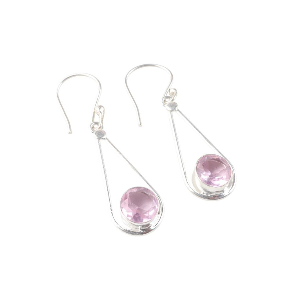 Rare Morganite Gemstone 925 Sterling Silver Handmade Drop/Dangle Earrings 1.76" EE-126-7
