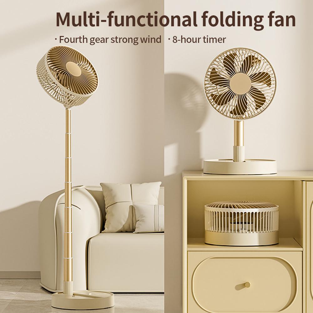 USB Foldable Portable Fan with 8inch 4 Speeds & Timing, Battery Operated Mini Floor Fan for Bedroom, Indoor or Outdoor