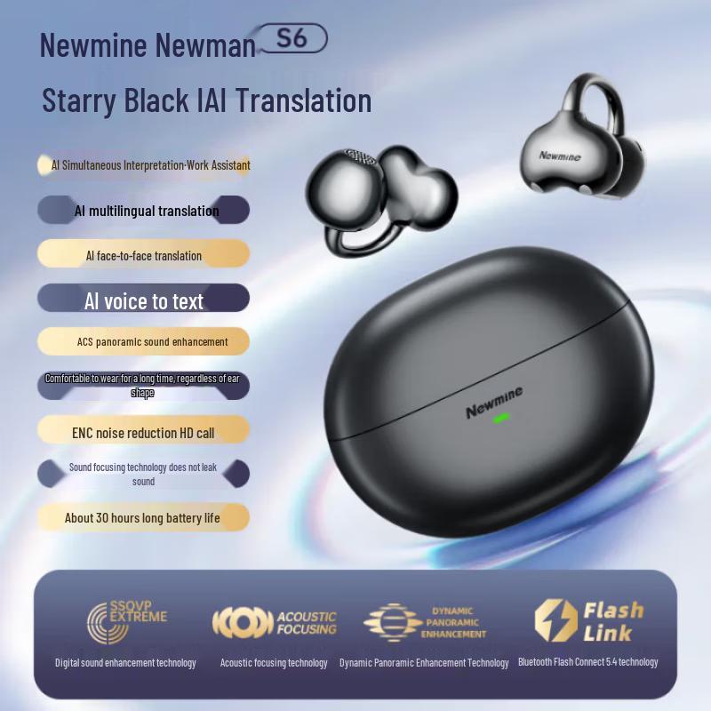 Newmine S6 AI Xiaodu Smart Clip-on Air Conduction Bluetooth Headset