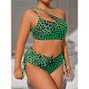 Sexy Leopard Print Large Size Swimsuit Women's Split High Waist Bikini Suit
