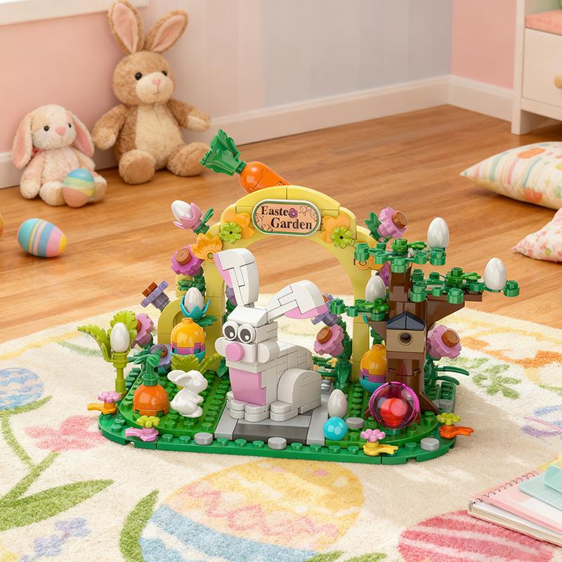 294pcs Easter Garden Egg Bunny Building Blocks Collector s Figure Model Assembly Toy Kid Educational Collectible Easter Gifts Paper Manual