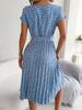 Abito stampato con scollo a O, elegante abito attillato per le donne, a maniche corte, abiti larghi, abito casual