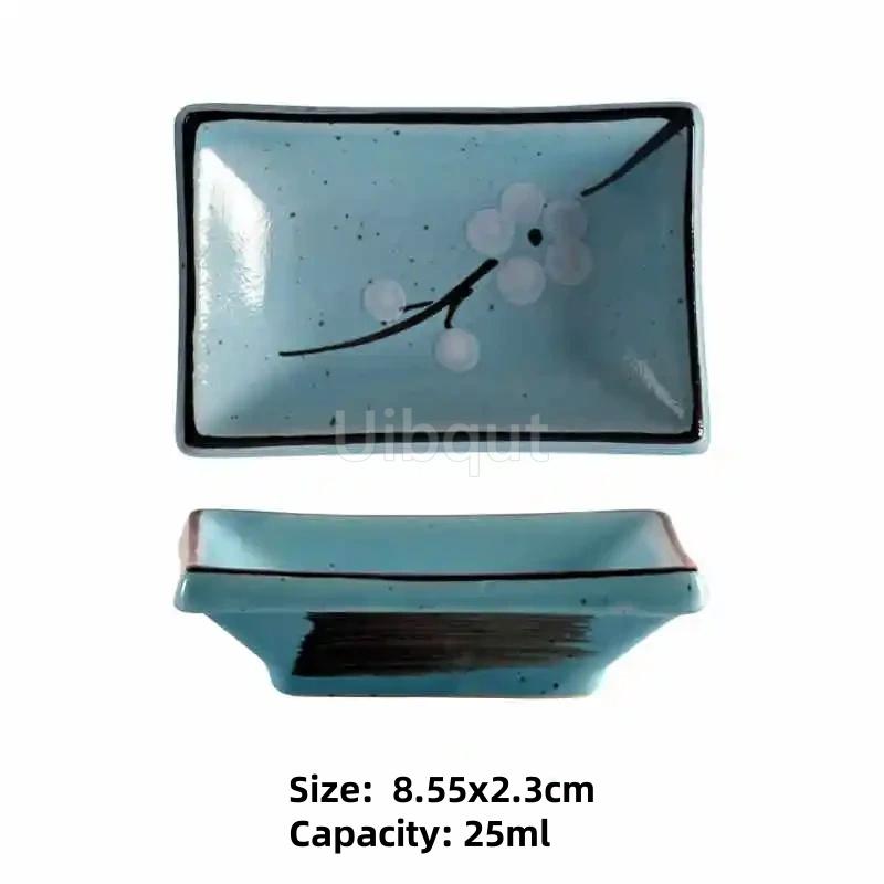 ceramic small square sauce dish Japanese style sushi dish flavoring sushi mustard plate soy sauce cherry blossom Pepper tray
