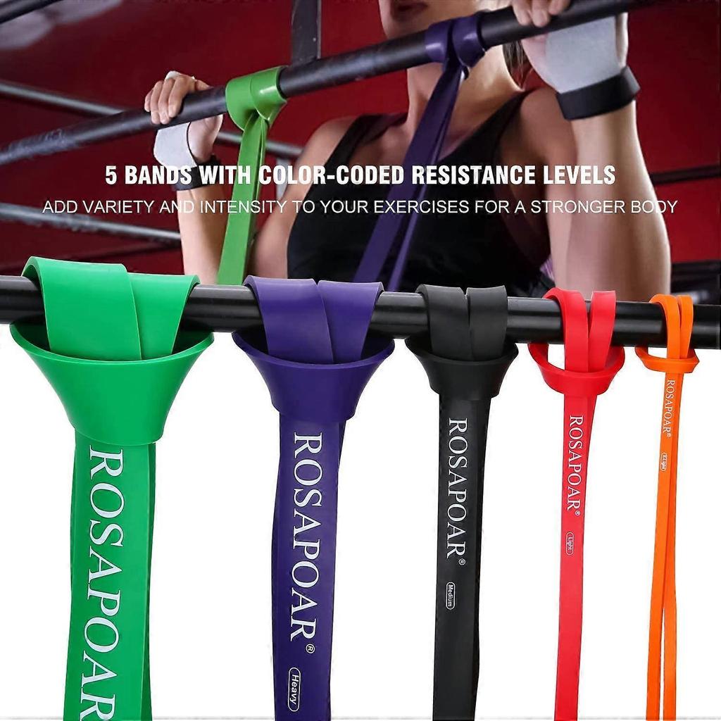 5 Weighted Resistance Bands - Yellow + Red + Black + Purple + Green