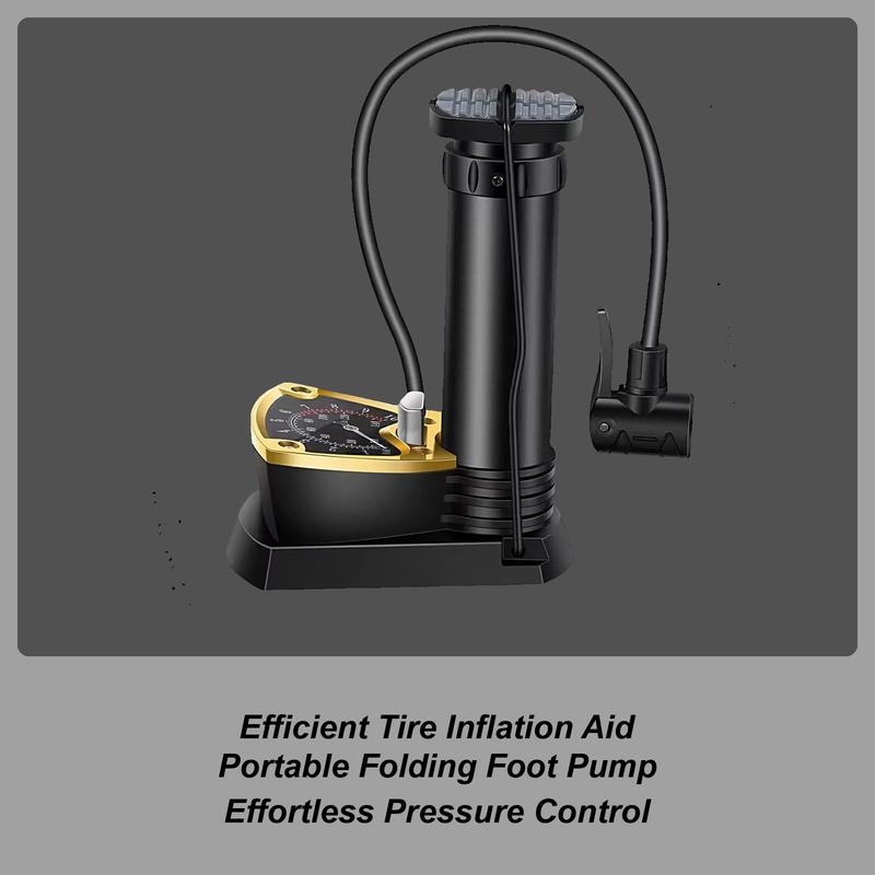 Lightweight Bike Foot Pump With Pressure Gauge, 120PSI Portable Car Tire Inflator For Motorcycle Sedan SUV Bike Electric Toys