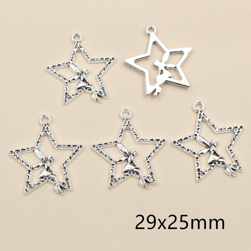 20 Stück Antik Versilbert Mond Stern Handgefertigt Anhänger Metall DIY Schmuckherstellung Zubehör Fundstücke Halskette Armband