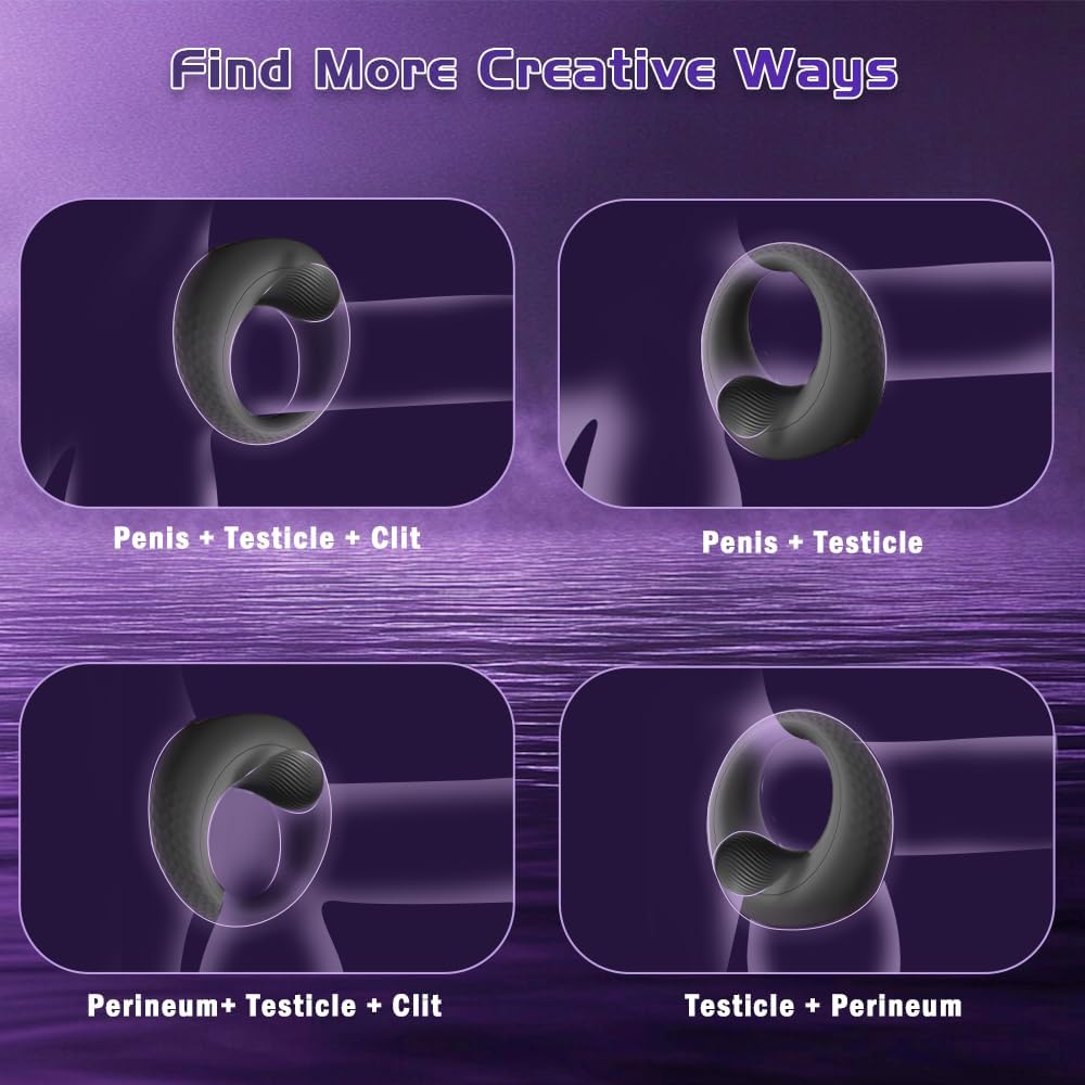 Vibrating Cock Ring with 360° Adjustable Beads Clitoral Stimulator,Penis Ring Vibrator Soft Material 8 Vibrations Penis Ring Adult Sex Toys