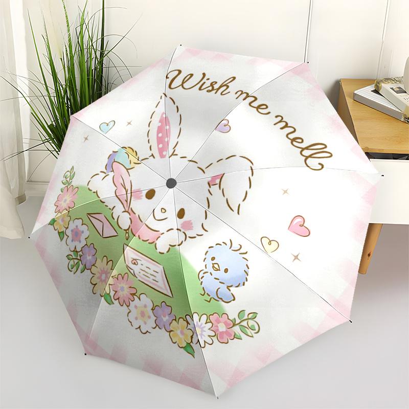 

1pc Wish Me Mell Bunny: Cute Outdoor Umbrella with Automatic Opening, Foldable Design, Iron Frame, Perfect Gift for Fans, Travelers, Everyday Use.T021