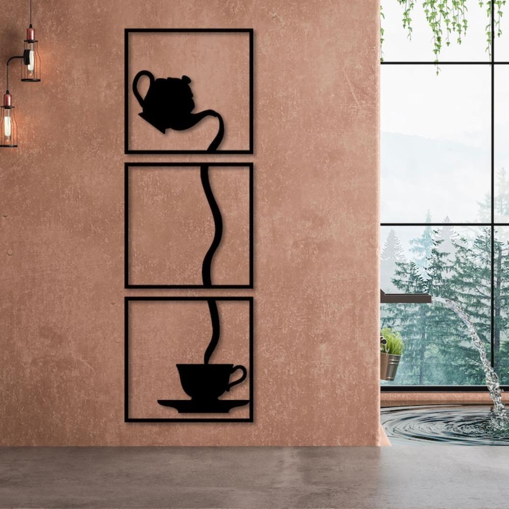 Tea Time Metal Wall Art Modern Kitchen Decor Gift for Tea Lover