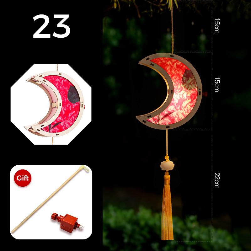 Mid-autumn Portable Lantern With Tassel Waterproof Chinese Antique Wood Carving Palace Light Lamp New Year Spring Festival Decor