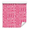 Polynesian Geometric Pattern Wallpaper Powder Pink and Rose 50x1000