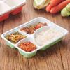 Four-Grid Disposable Plastic Bento Lunch Box with Lid, Multi-Compartment Food Packaging Container.