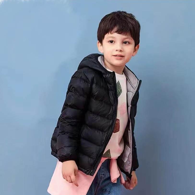Fall and Winter Children's Light Paragraph down Jacket Children's Jacket Boys and Girls Big Boy Hooded White Duck down Jacket