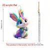 Bunny Ornaments Set - Colorful Acrylic 2D Rabbit Decorations for Holidays Including 4th of July, Christmas, and Thanksgiving.