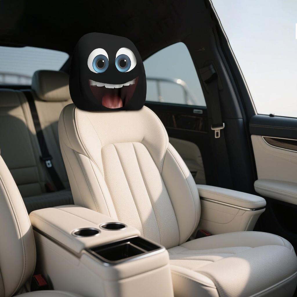 1 pair Seat Head Rest Protectors for Car Elastic Funny Cartoon Car Headrest Covers Big Eyes Design - Car Interior Accessories