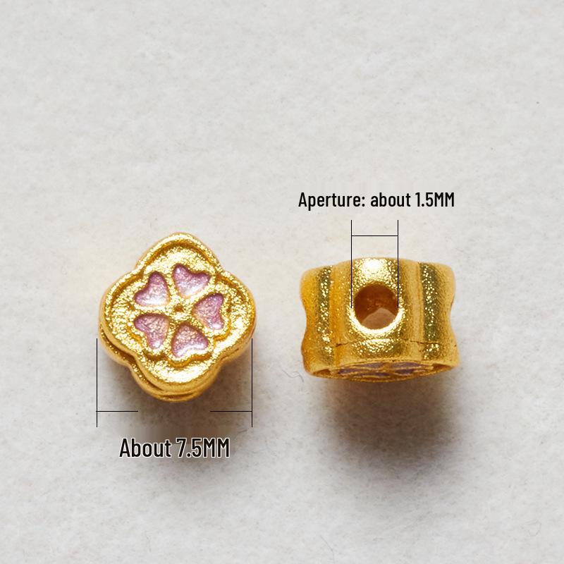 Copper Gold Plated Four-Leaf Clover Crystal Spacer Beads for DIY Jewelry Making