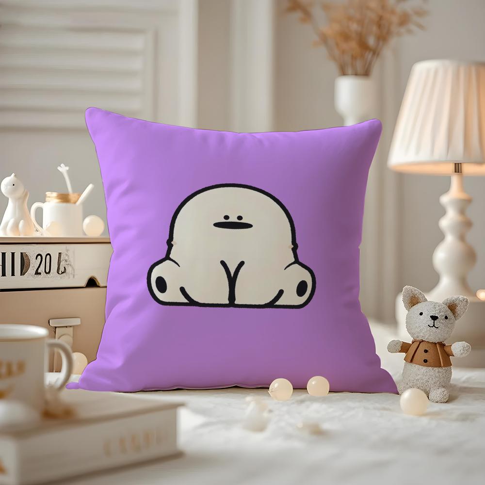 Cushion Cover Anti-dustmite Pillowcase Invisible Zipper Silky Short Plush Sofa Cushion Cover Cute Portrait
