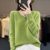 Women's V-Neck Pure Wool Knit Sweater - Heart Neckline, Autumn/Winter Base Layer