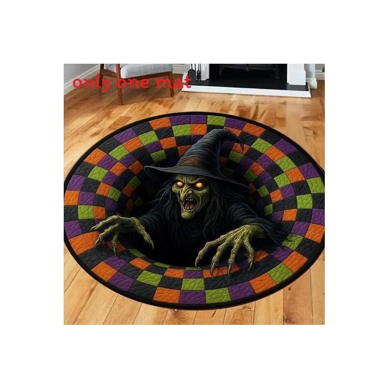 Halloween Round Non Slip Rug With Horrible Printed Design For Living Room Decor