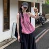 Retro Versatile Contrasting Color Plaid Sleeveless Vest for Women Summer New Sweet Loose Top