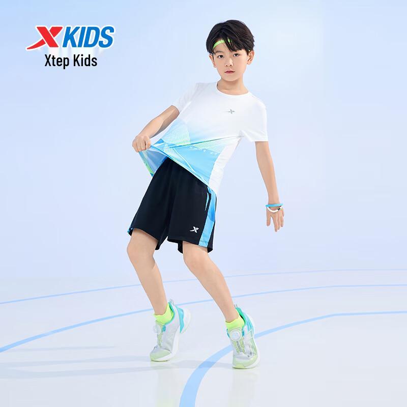 XTEP Boys' Color-Block Round Neck Short Sleeve Knit Shirt