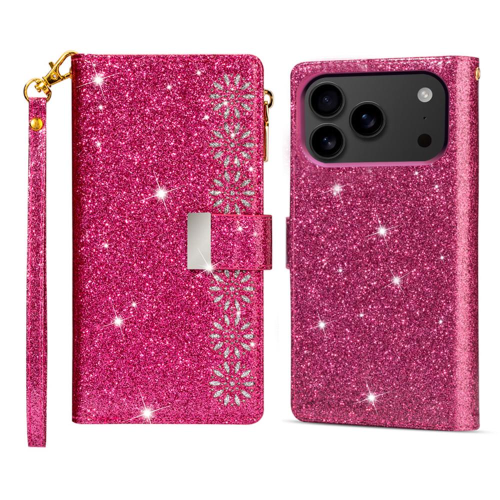 For iPhone 17 Pro Case Starry Sky Carving Leather Wallet Phone Cover with Wrist Strap
