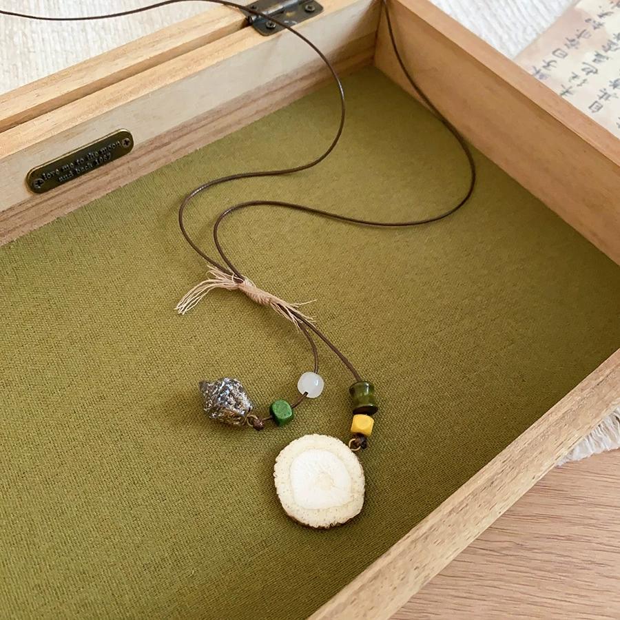 2026 Summer Bohemian Geometric Wood Fruit Pendant Long Rope Chain Necklace For Women Beach Seaside Vacation Jewelry Accessories