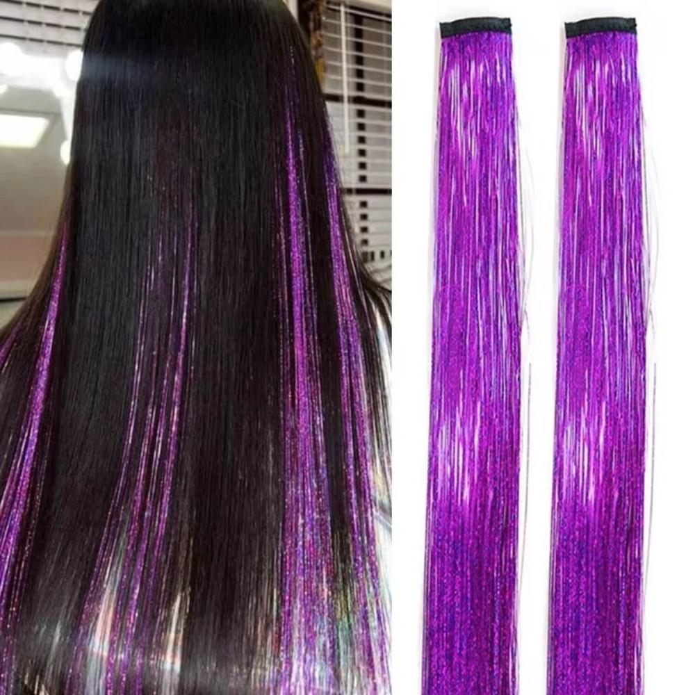 Highlights Clip Clip in Hair Extensions Glitter Colorful Fairy Hair Hair Tinsel Synthetic Long Straight Hair Highlights Girls